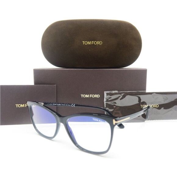 NWT Tom Ford TF 5690 001 55mm Black & Brown Tortoise Eyeglasses - Picture 1 of 10